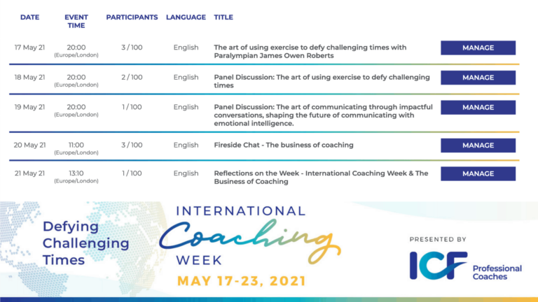 International Coaching Week Live Events